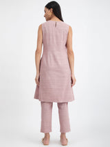 Buy Pink Cotton Sleeveless A line Kurta Set Online | Pink Fort