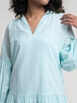 Buy Blue Drop Waist Cotton Dress Online | Pink Fort