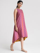 Buy Magenta Gold Foil Print High Low Dress - Online | Pink Fort