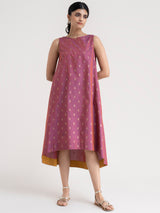 Buy Magenta Gold Foil Print High Low Dress - Online | Pink Fort