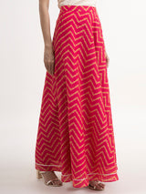 Buy Pink Chanderi Chevron Print Skirt Online | Pinkfort