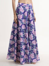 Buy Violet and Pink Chanderi Floral Skirt Online | Pinkfort