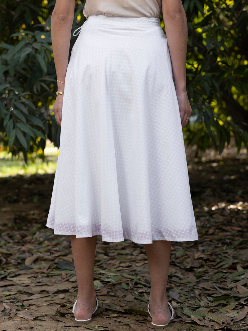 Buy White Cotton Flared Skirt Online | Pink Fort