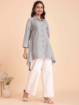 Buy White Cotton Flared Tunic Online | Pink Fort