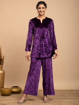 Buy Purple Velvet Long Line Tunic Online | Marigold