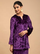 Buy Purple Velvet Long Line Tunic Online | Marigold