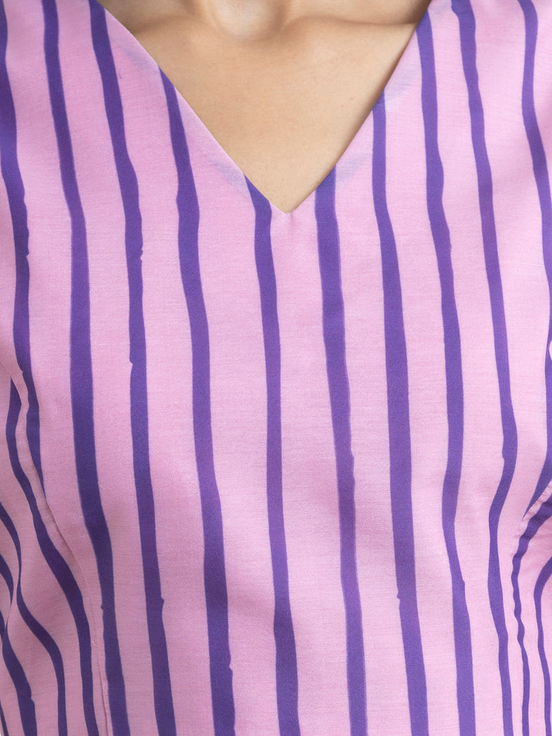 Buy Pink Sleeveless Striped Blouse Online | Pink Fort