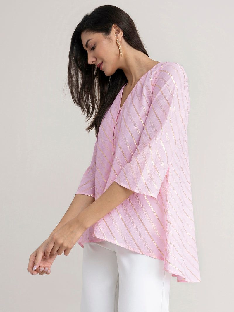 Buy Pink High-Low Cotton Top Online | Marigold