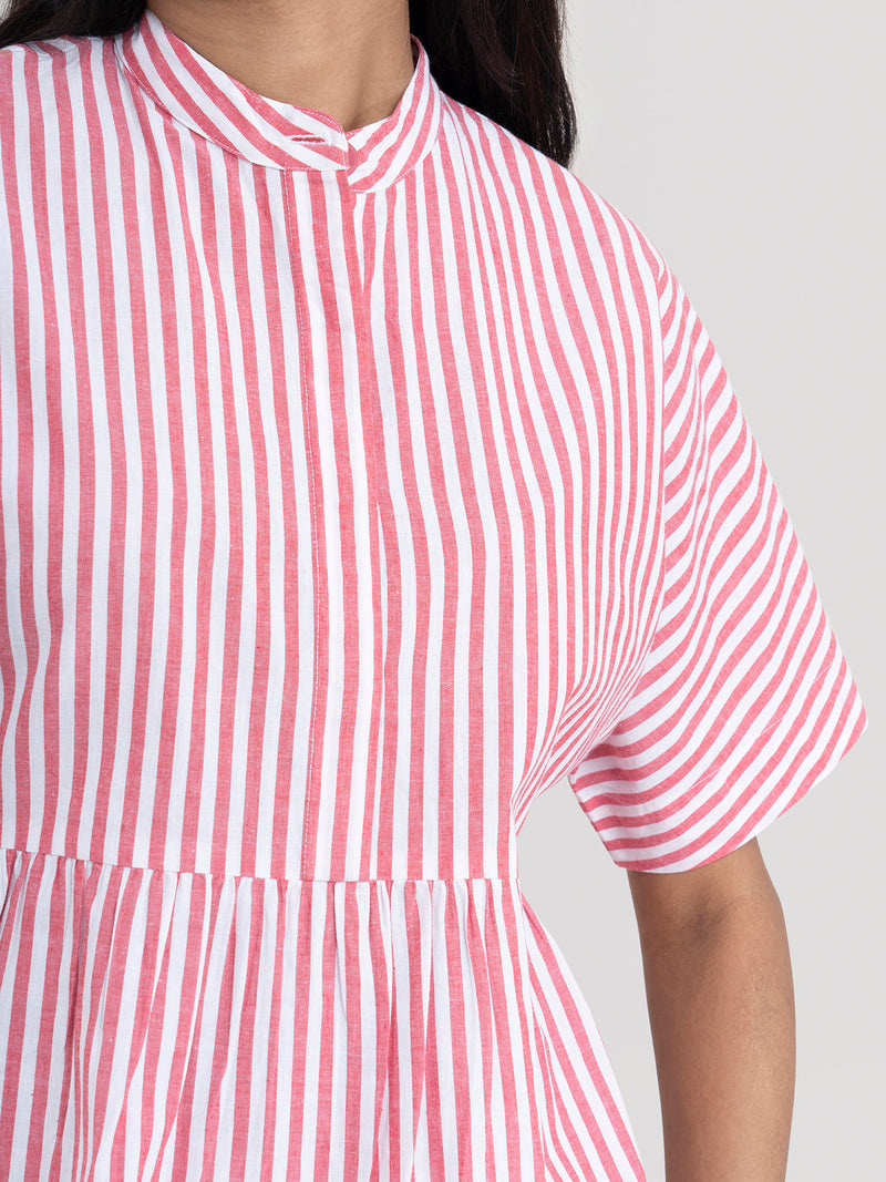Buy Red Cotton Stripe Top Online | Marigold
