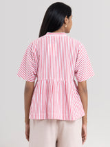 Buy Red Cotton Stripe Top Online | Marigold