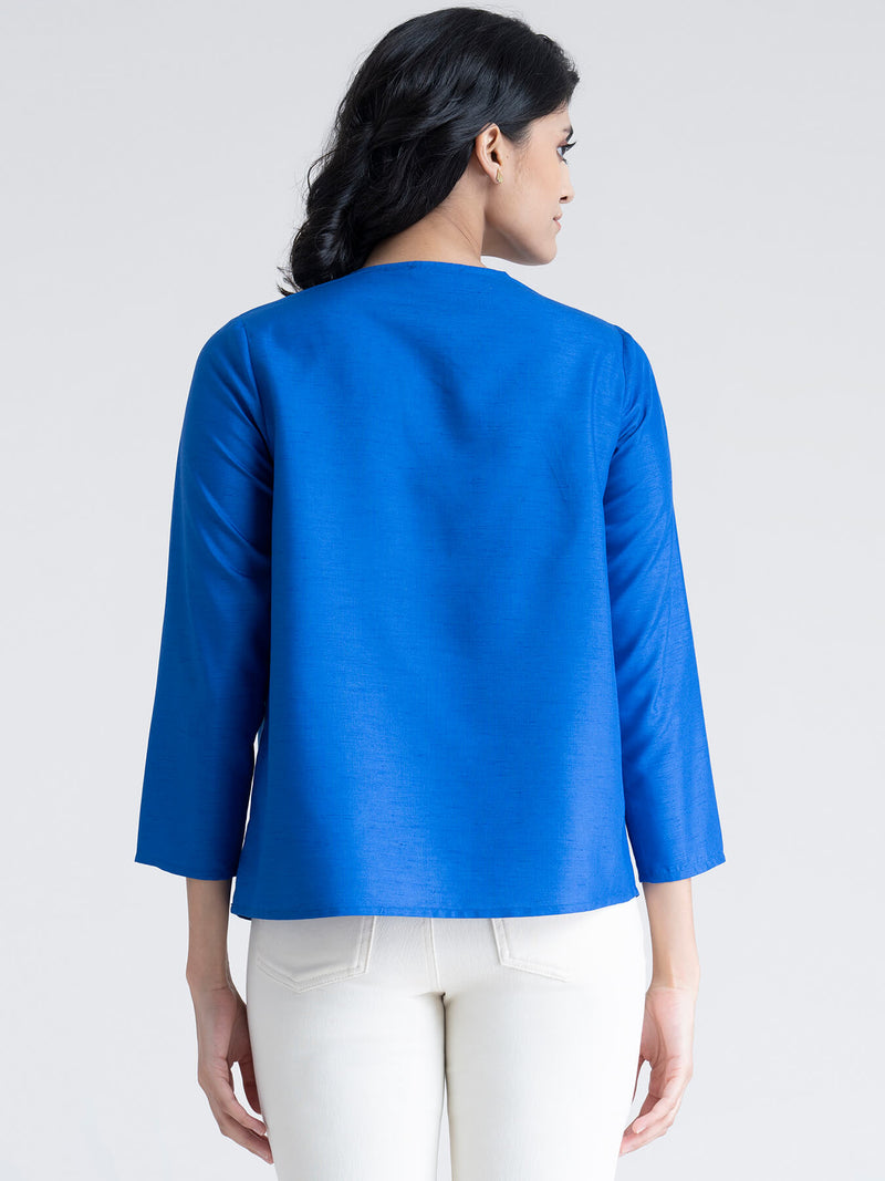 Buy Blue Front Pleated Top Online | Marigold