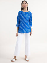 Buy Blue Chanderi Leheriya Top Online | Marigold