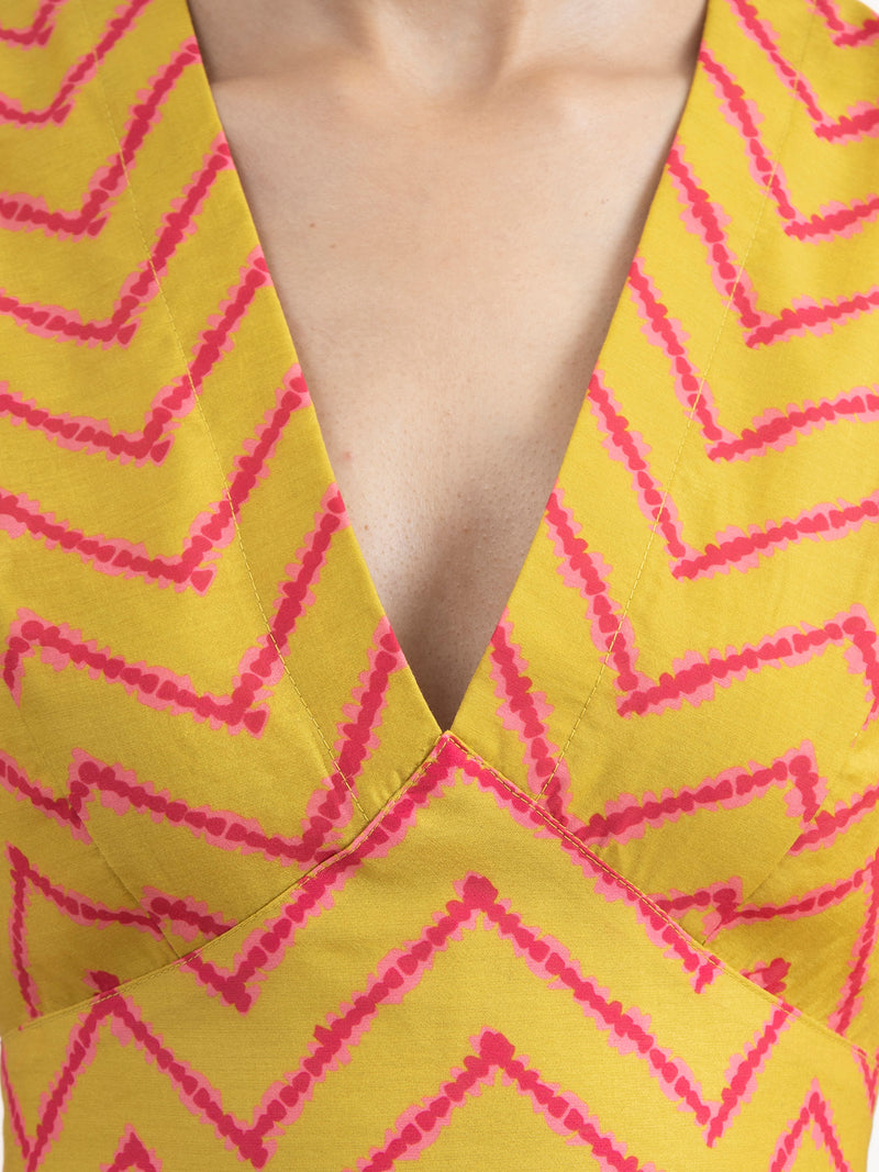 Buy Lime and Pink Sleeveless Chevron Blouse Online | Pink Fort