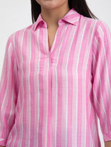 Buy Pink Cotton Striped Shirt Online | Pink Fort