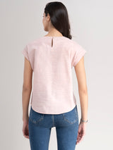 Buy Pink Solid And Stripes Top Online | Marigold
