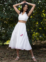 Buy White Sleeveless Cotton Cropped Top Online | Pink Fort