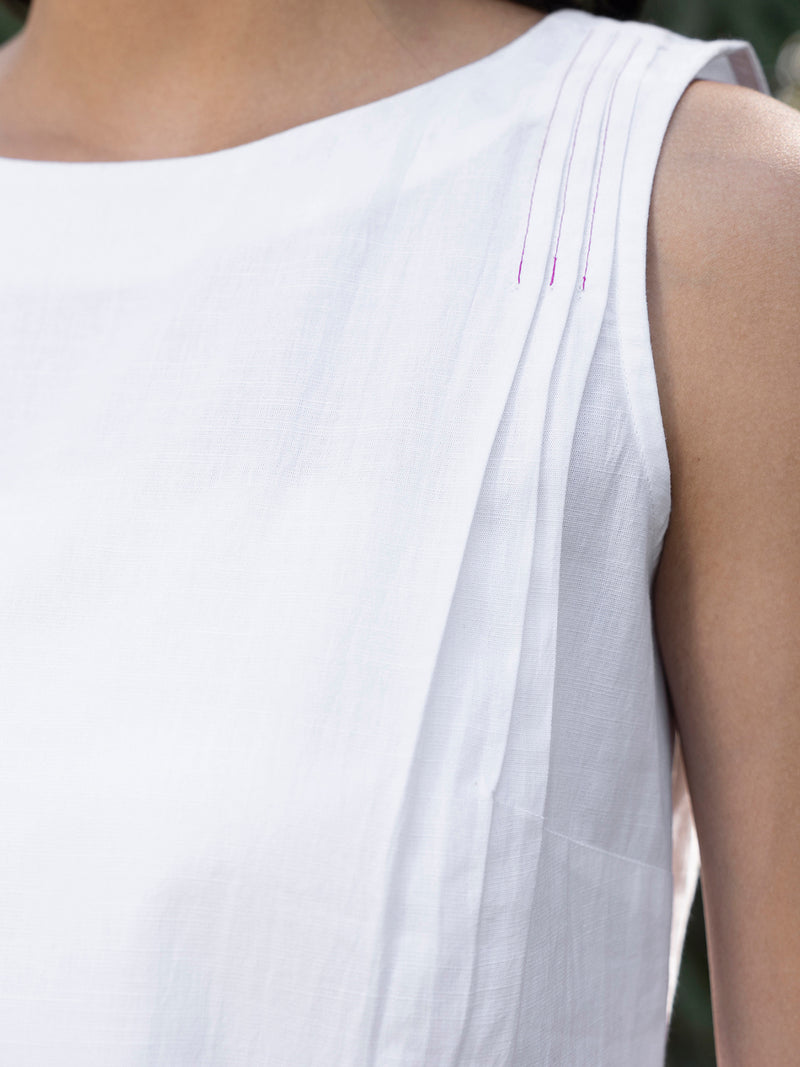 Buy White Sleeveless Cotton Top Online | Pink Fort