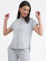Buy Light Blue Cotton Checked Top Online | Pink Fort