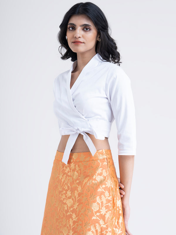 Buy White Wrap Around Crop Top Online | Marigold