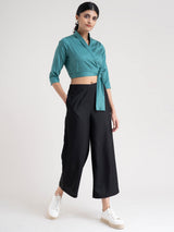 Buy Teal Wrap Around Crop Top - Online | Marigold
