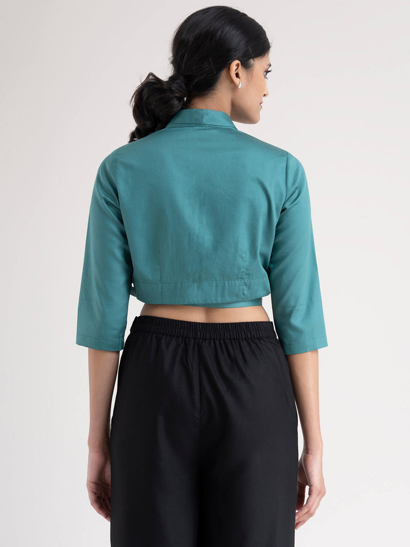 Buy Teal Wrap Around Crop Top - Online | Marigold