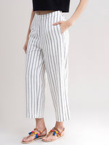 Buy Striped Wide Leg Pants - Black And White Online | Pinkfort