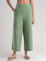 Buy Green Wide-Leg Elasticated Pants Online | Pinkfort