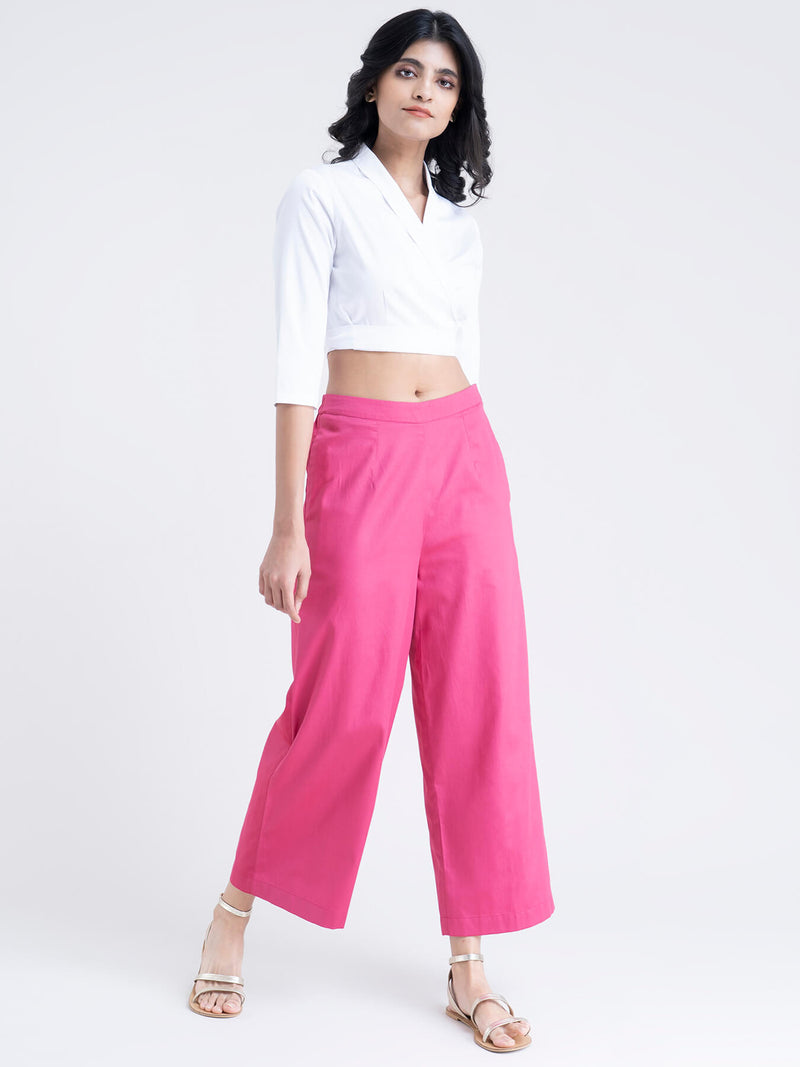Buy Pink Wide Leg Elasticated Pants Online | Pinkfort
