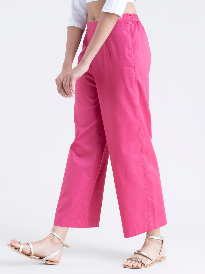 Buy Pink Wide Leg Elasticated Pants Online | Pinkfort