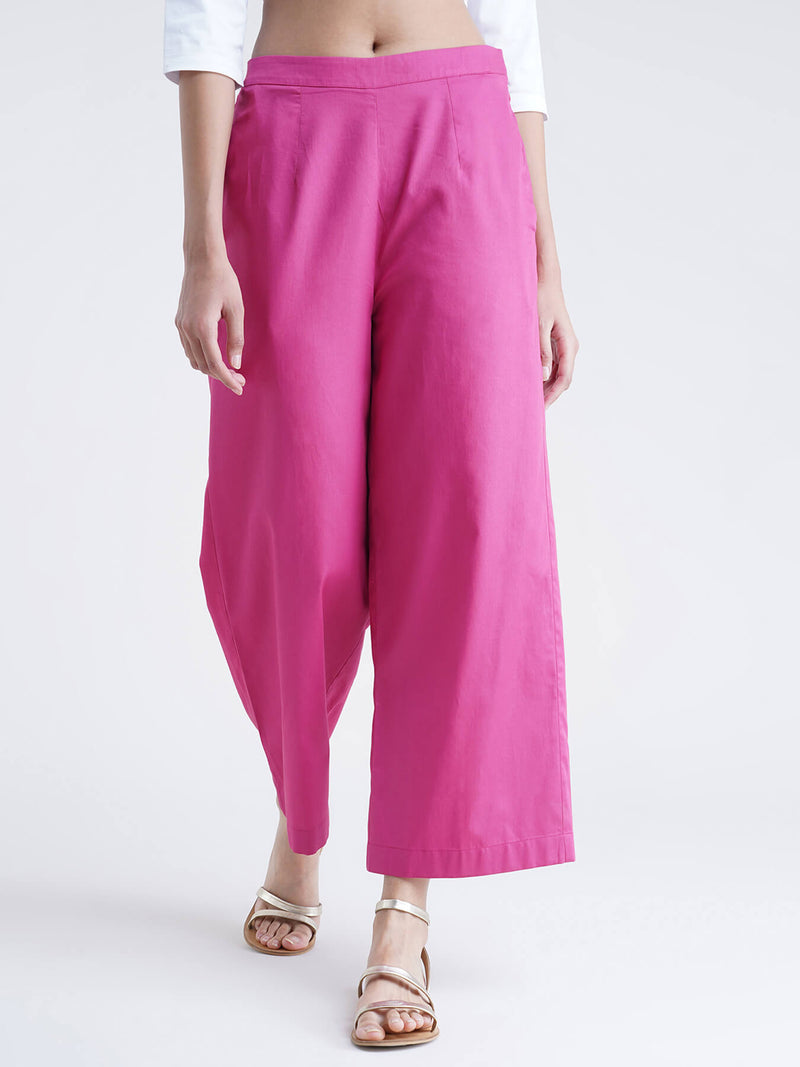 Buy Pink Wide Leg Elasticated Pants Online | Pinkfort