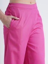 Buy Pink Wide Leg Elasticated Pants Online | Pinkfort
