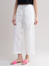 Buy White Linen Wide leg Pants Online | Pinkfort
