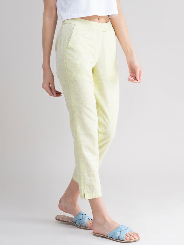 Buy Tapered Cotton Pants - Yellow Online | Pinkfort