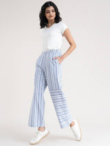 Buy Blue Stripe-Play Wide Leg Cotton Pants Online | Pinkfort