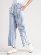 Buy Blue Stripe-Play Wide Leg Cotton Pants Online | Pinkfort