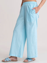 Buy Aqua Wide-Leg Cotton Pants Online | Pinkfort