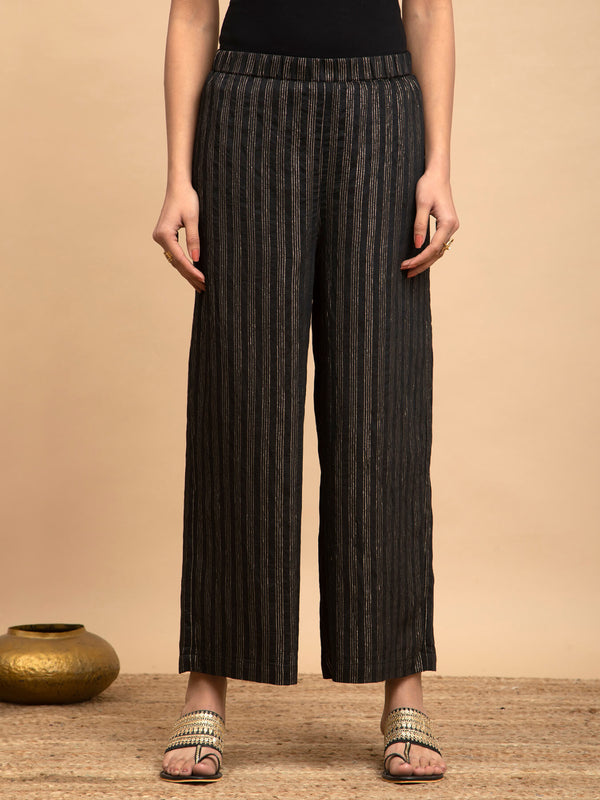 Buy Chanderi Lurex Striped Trouser Online | Pinkfort