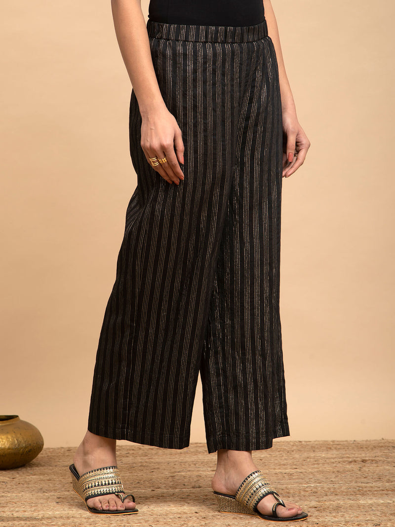 Buy Chanderi Lurex Striped Trouser Online | Pinkfort