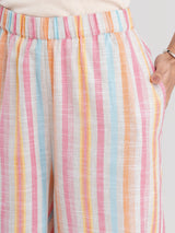 Buy Pink Striped Cotton Pants Online | Pinkfort