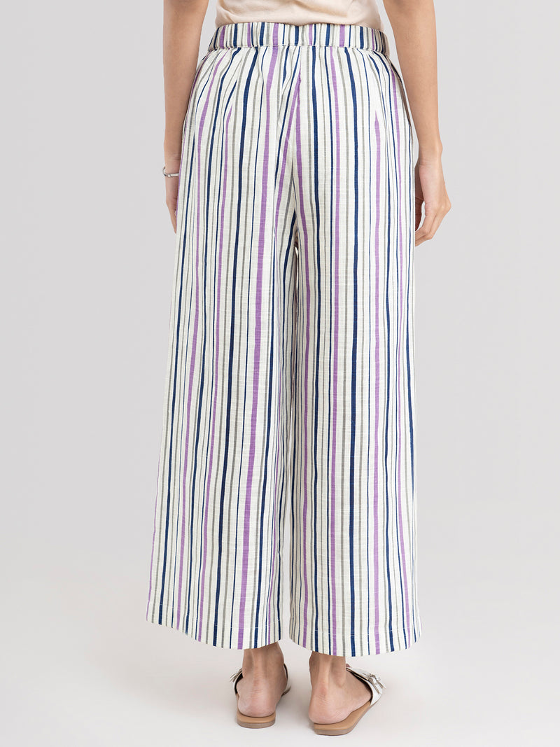 Buy Lilac Striped Cotton Pants Online | Pinkfort