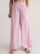 Buy Pink Wide-Leg Cotton Pants Online | Pinkfort
