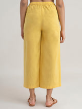Buy Yellow Wide-Leg Cotton Pants Online | Pinkfort