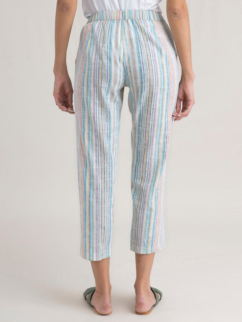 Buy Off White Striped Cotton Pants Online | Pinkfort
