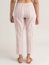 Buy Orange Cotton Candy Striped Pants Online | Pinkfort
