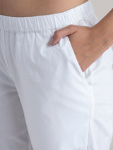 Buy White Tapered Cotton Pants Online | Pinkfort
