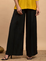 Buy Black Wide Leg Silk Trousers Online | Pinkfort