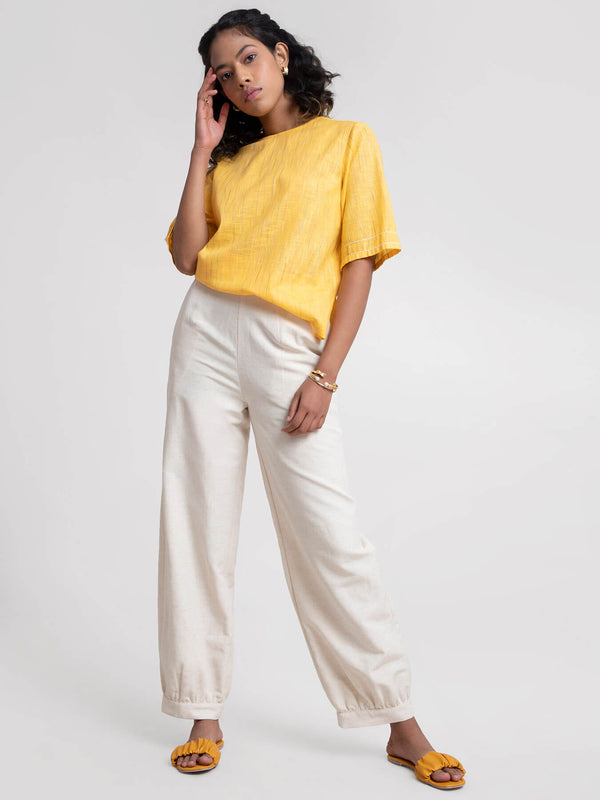 Buy Kora Cuffed Hem Cotton Pants Online | Pinkfort